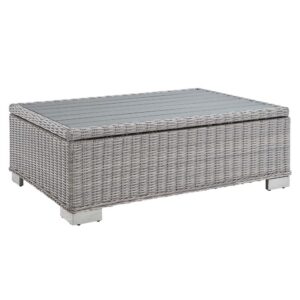 Conway 45" Outdoor Patio Wicker Rattan Coffee Table by Modway in Light Gray by Modway