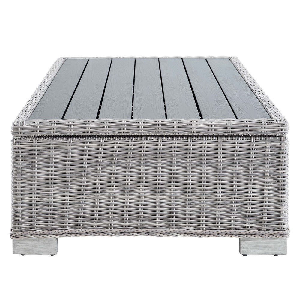 Conway 45" Outdoor Patio Wicker Rattan Coffee Table by Modway in Light Gray by Modway - Image 5