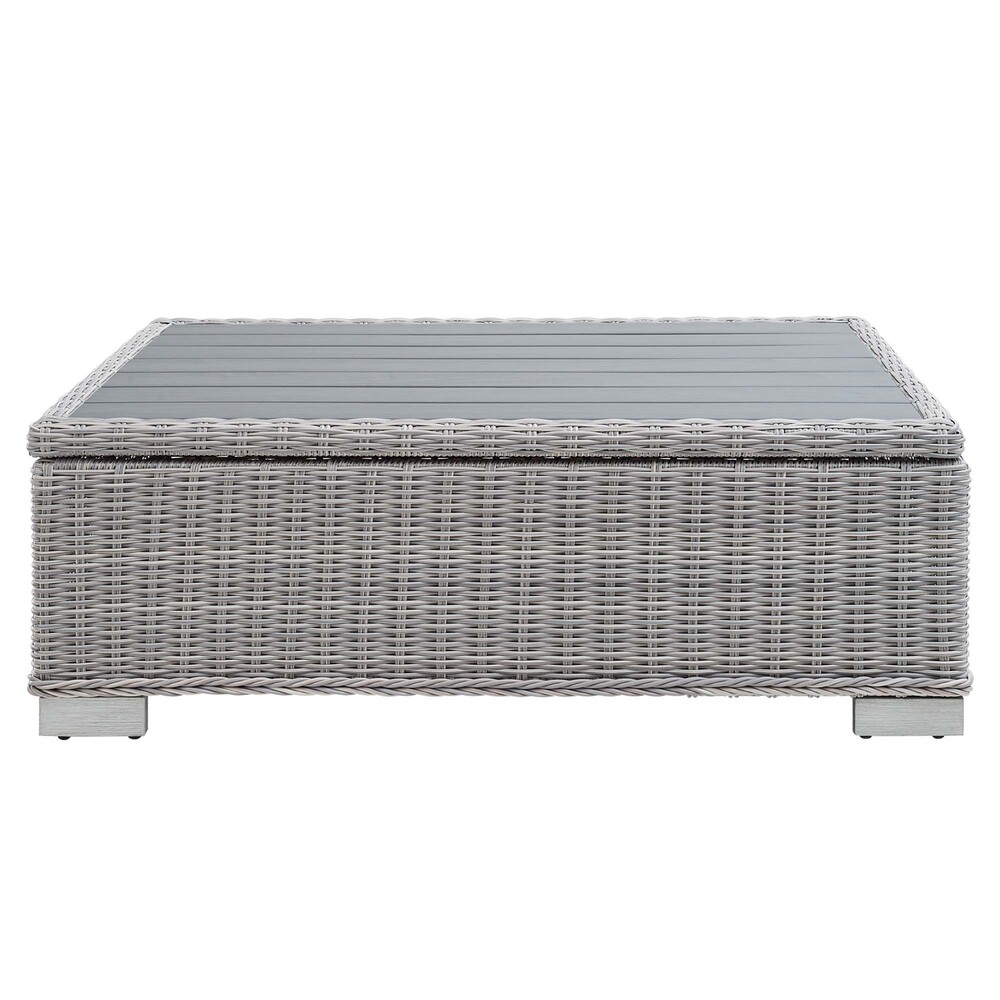 Conway 45" Outdoor Patio Wicker Rattan Coffee Table by Modway in Light Gray by Modway - Image 6