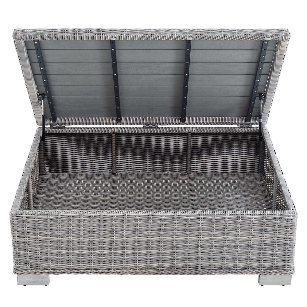 Conway 45" Outdoor Patio Wicker Rattan Coffee Table by Modway in Light Gray by Modway - Image 7