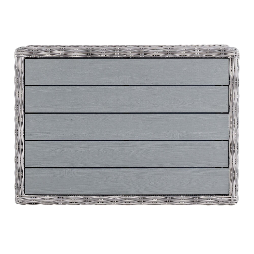 Conway 45" Outdoor Patio Wicker Rattan Coffee Table by Modway in Light Gray by Modway - Image 8