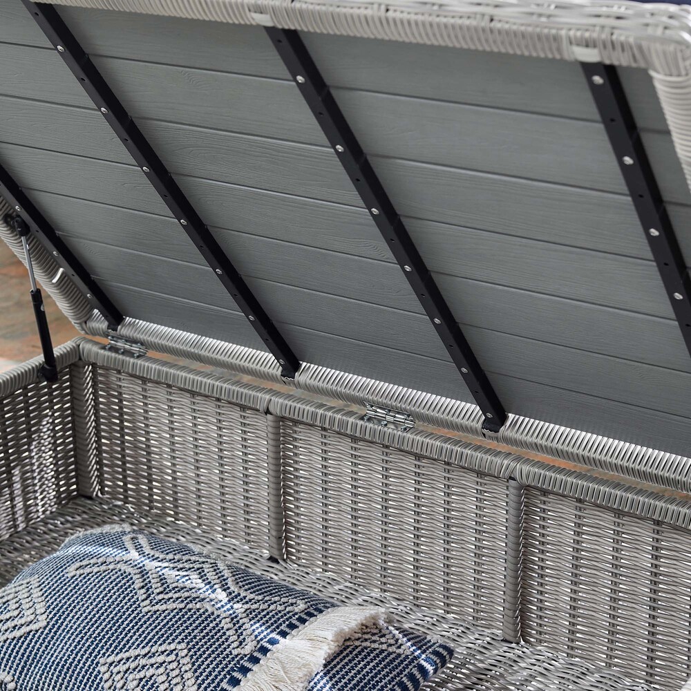 Conway 45" Outdoor Patio Wicker Rattan Coffee Table by Modway in Light Gray by Modway - Image 10