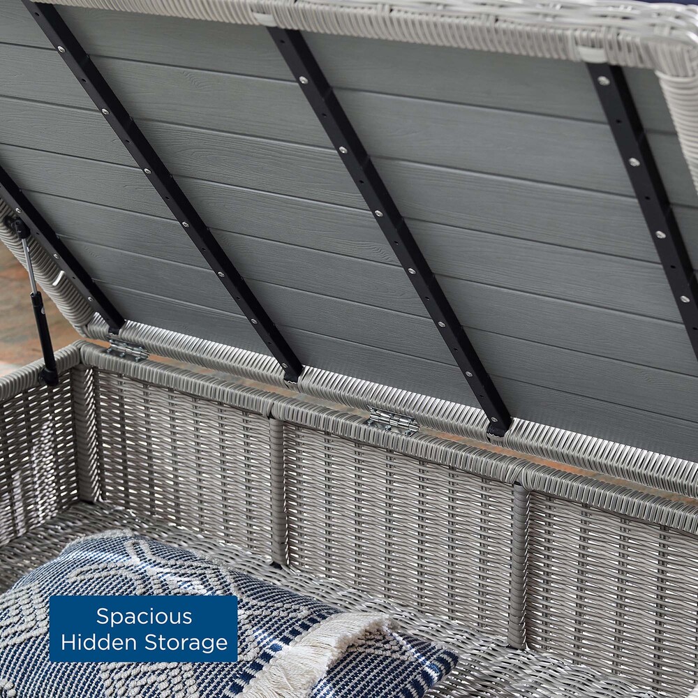 Conway 45" Outdoor Patio Wicker Rattan Coffee Table by Modway in Light Gray by Modway - Image 2