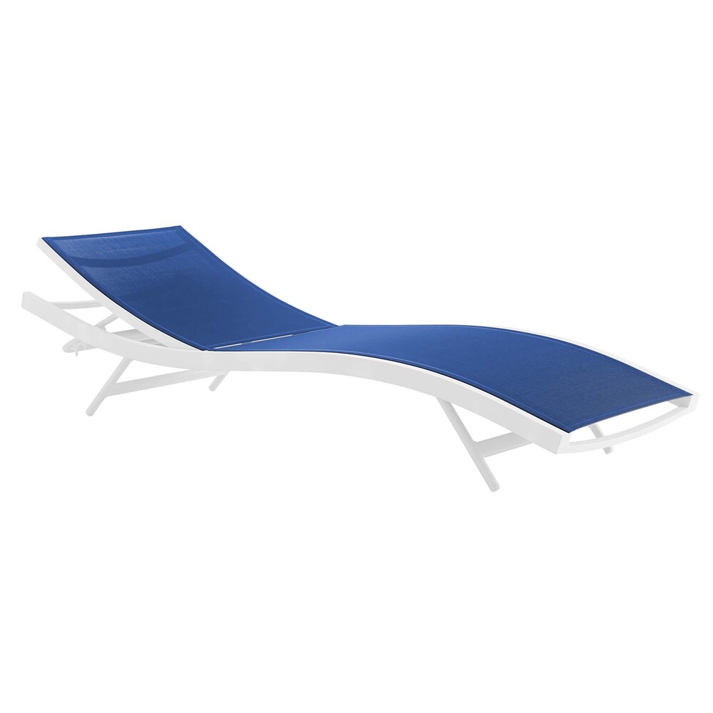 Glimpse Outdoor Patio Mesh Chaise Lounge Set of 2 in White Navy by Modway - Image 2