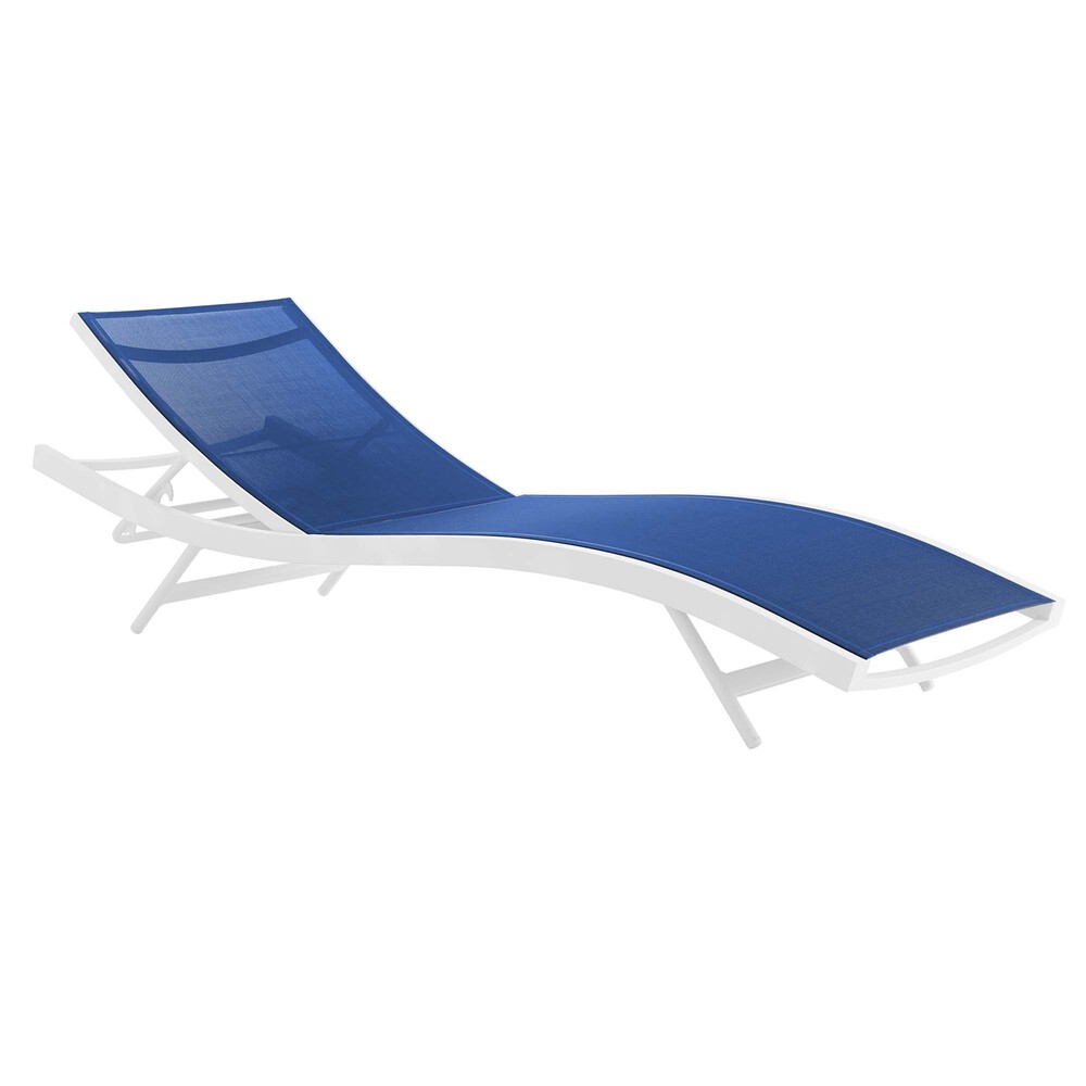 Glimpse Outdoor Patio Mesh Chaise Lounge Set of 2 in White Navy by Modway - Image 3