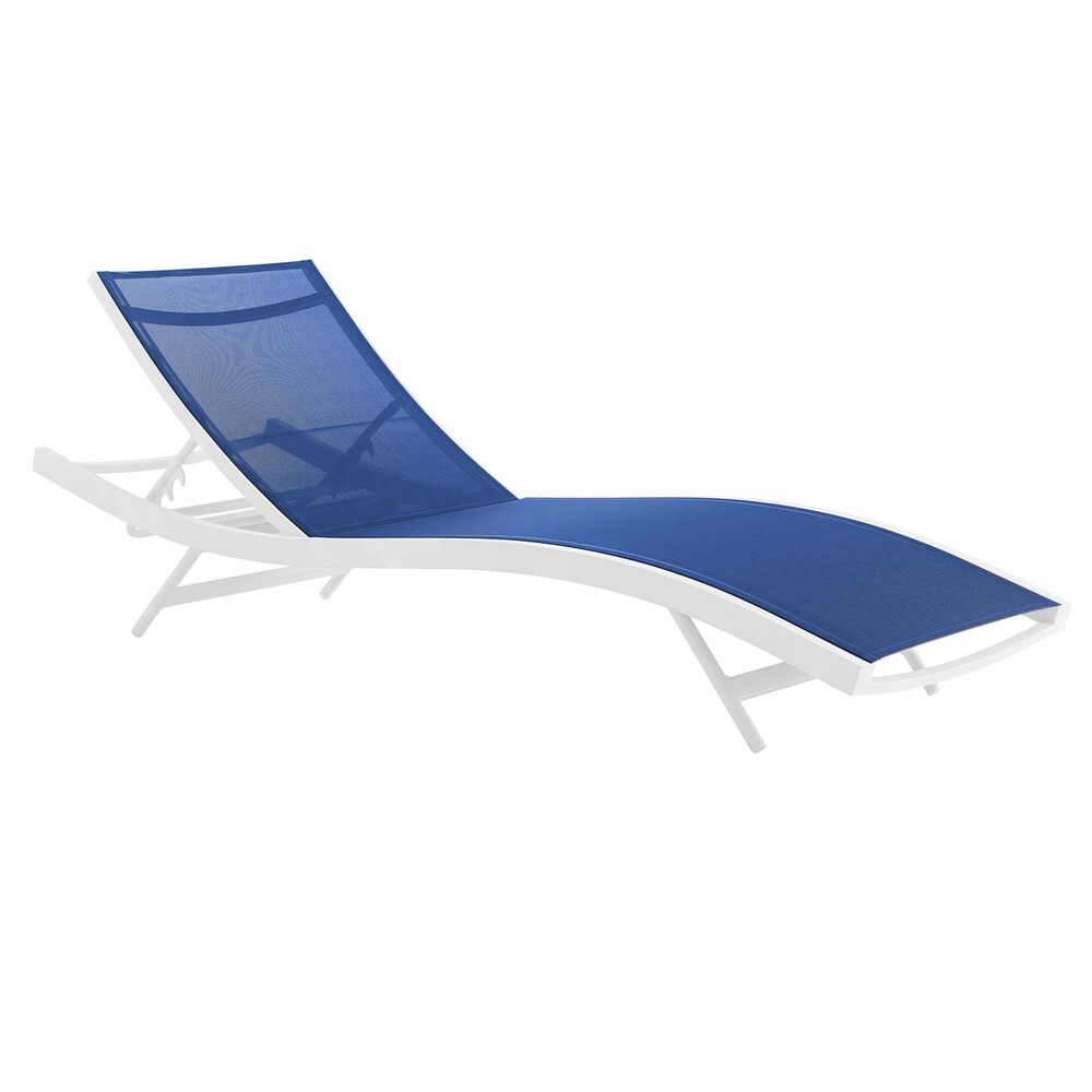 Glimpse Outdoor Patio Mesh Chaise Lounge Set of 2 in White Navy by Modway - Image 4