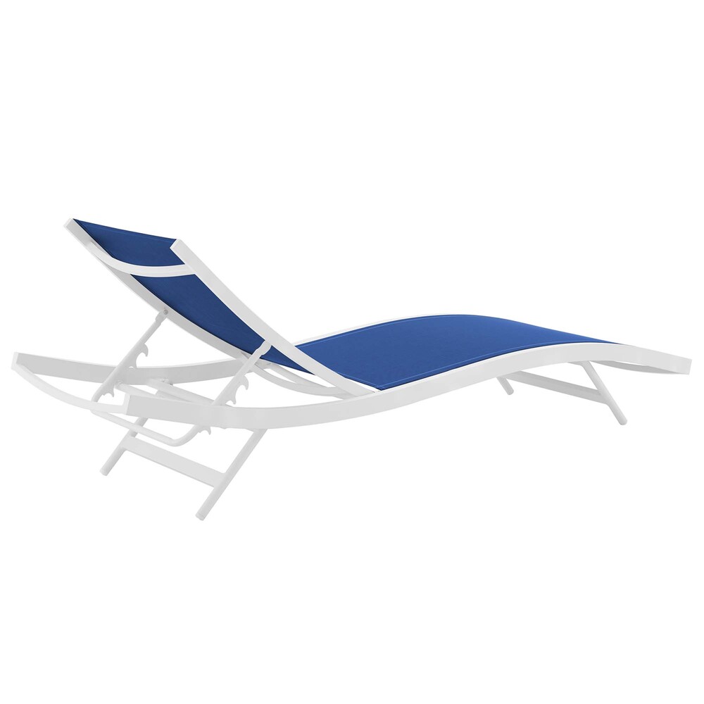 Glimpse Outdoor Patio Mesh Chaise Lounge Set of 2 in White Navy by Modway - Image 5