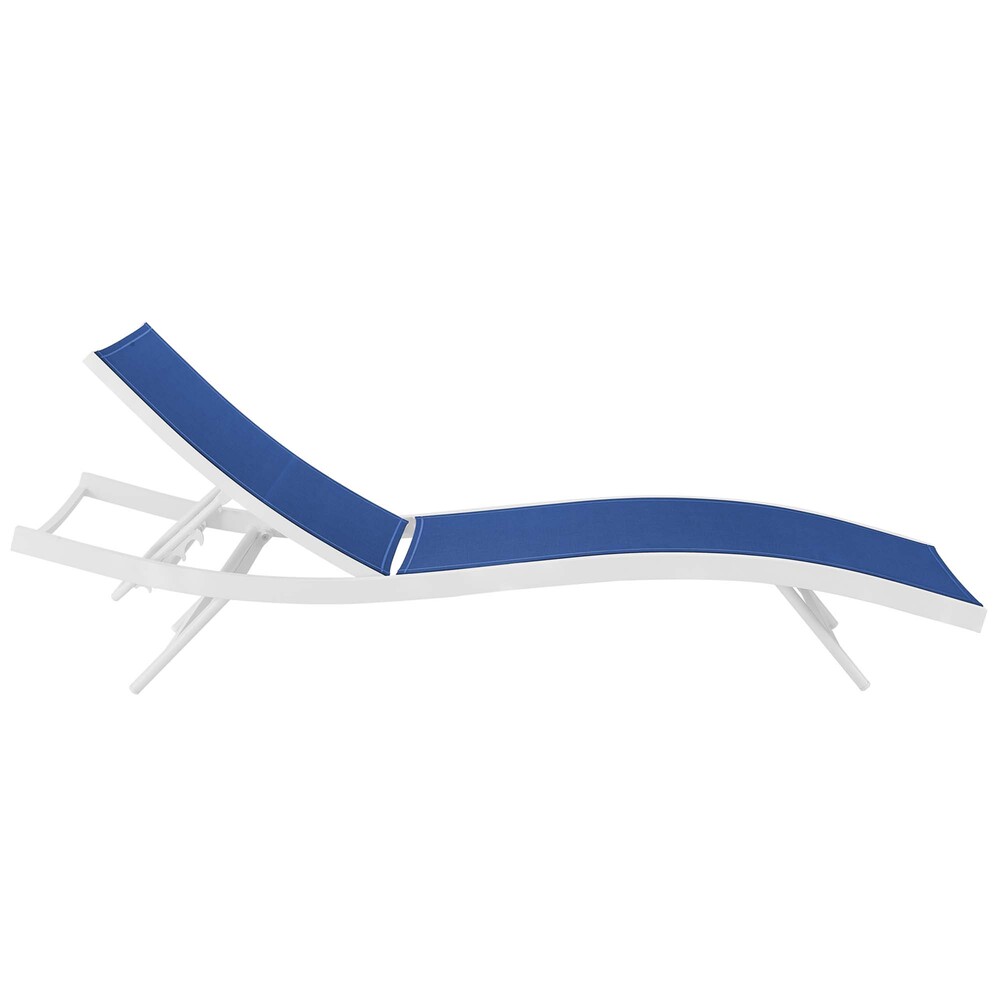 Glimpse Outdoor Patio Mesh Chaise Lounge Set of 2 in White Navy by Modway - Image 6