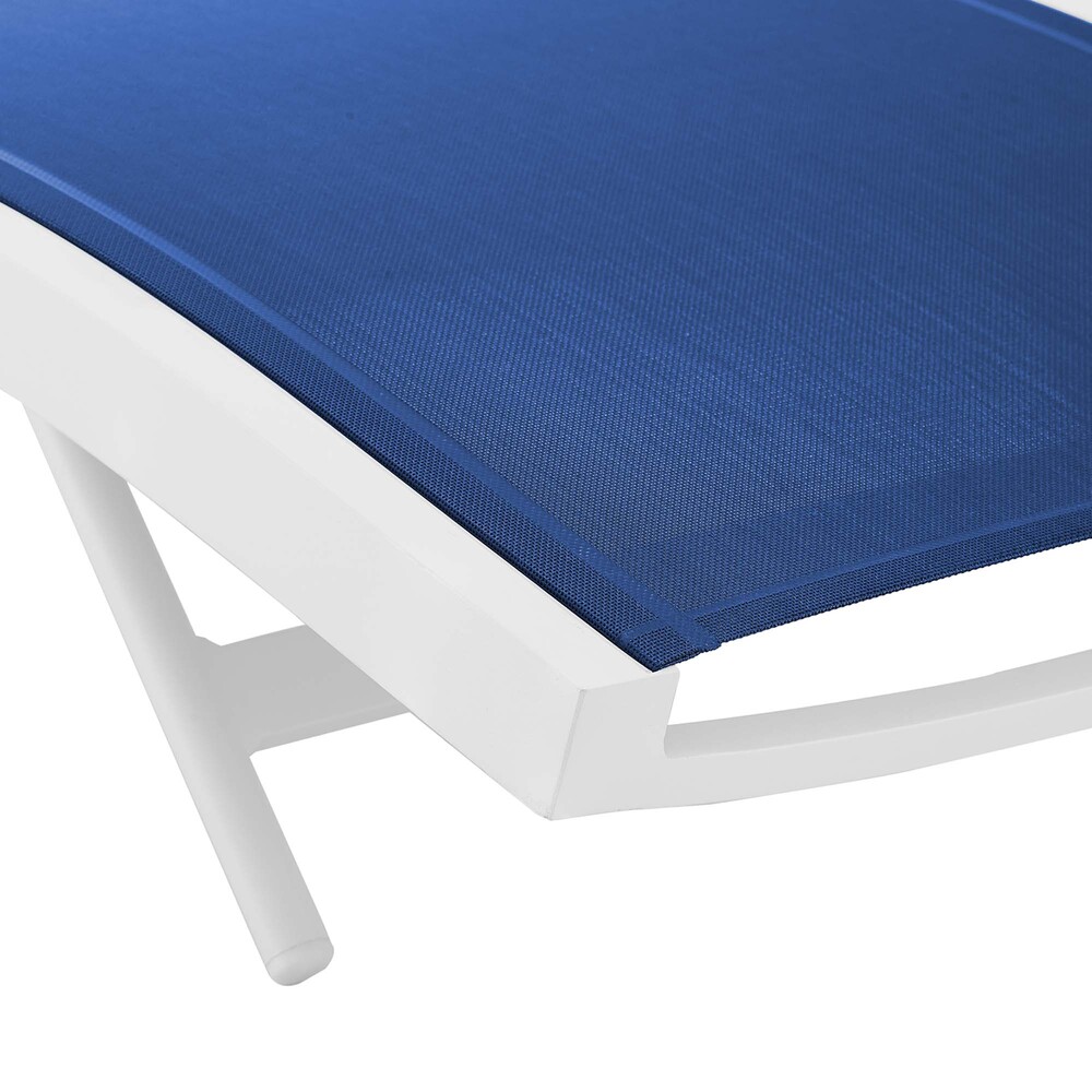 Glimpse Outdoor Patio Mesh Chaise Lounge Set of 2 in White Navy by Modway - Image 7