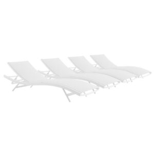 Glimpse Outdoor Patio Mesh Chaise Lounge Set of 4 in White White by Modway
