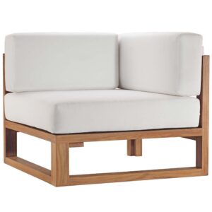 Upland Outdoor Patio Teak Wood Corner Chair in Natural White by Modway