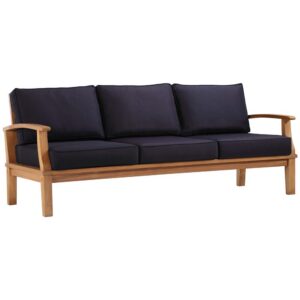 Marina Outdoor Patio Teak Sofa in Natural Navy by Modway