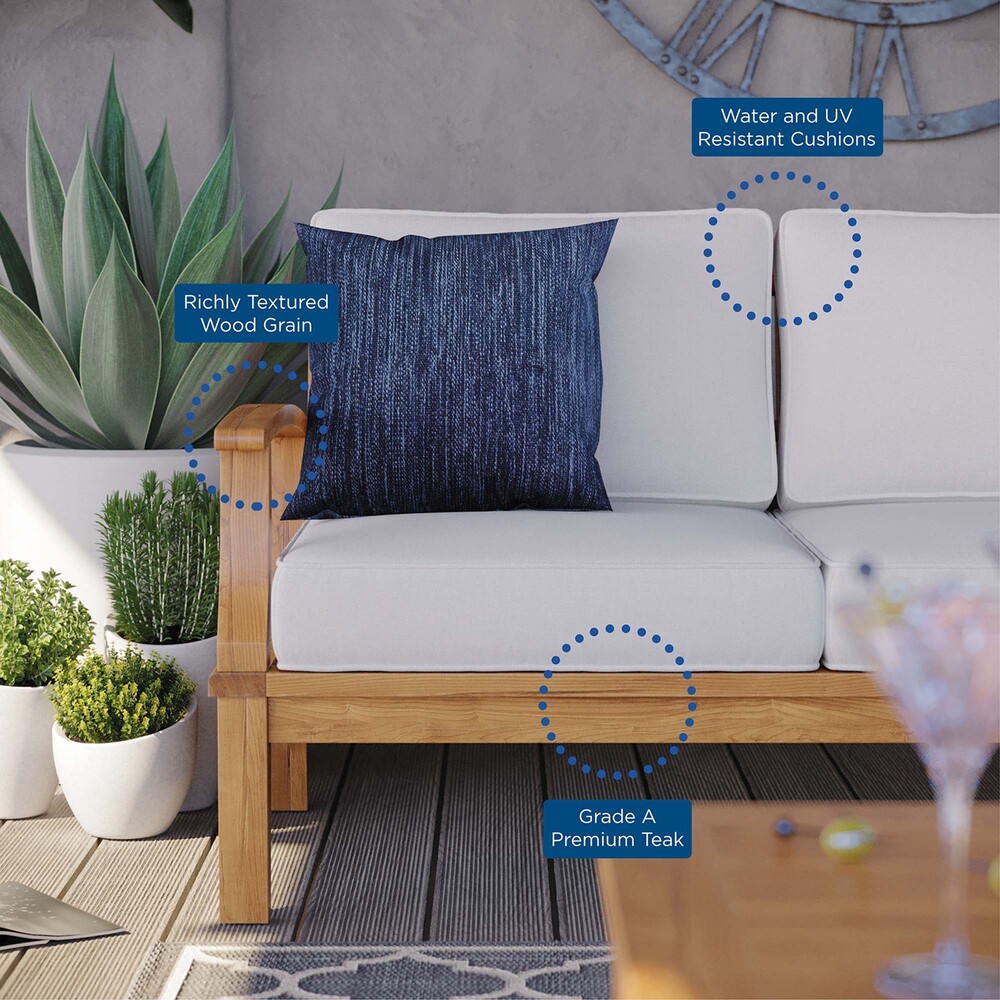 Marina Outdoor Patio Teak Sofa in Natural White by Modway - Image 2