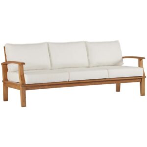 Marina Outdoor Patio Teak Sofa in Natural White by Modway