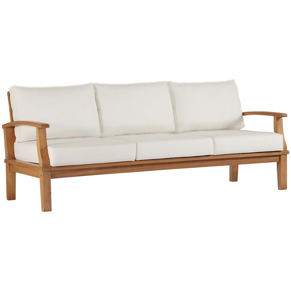 Marina Outdoor Patio Teak Sofa in Natural White by Modway