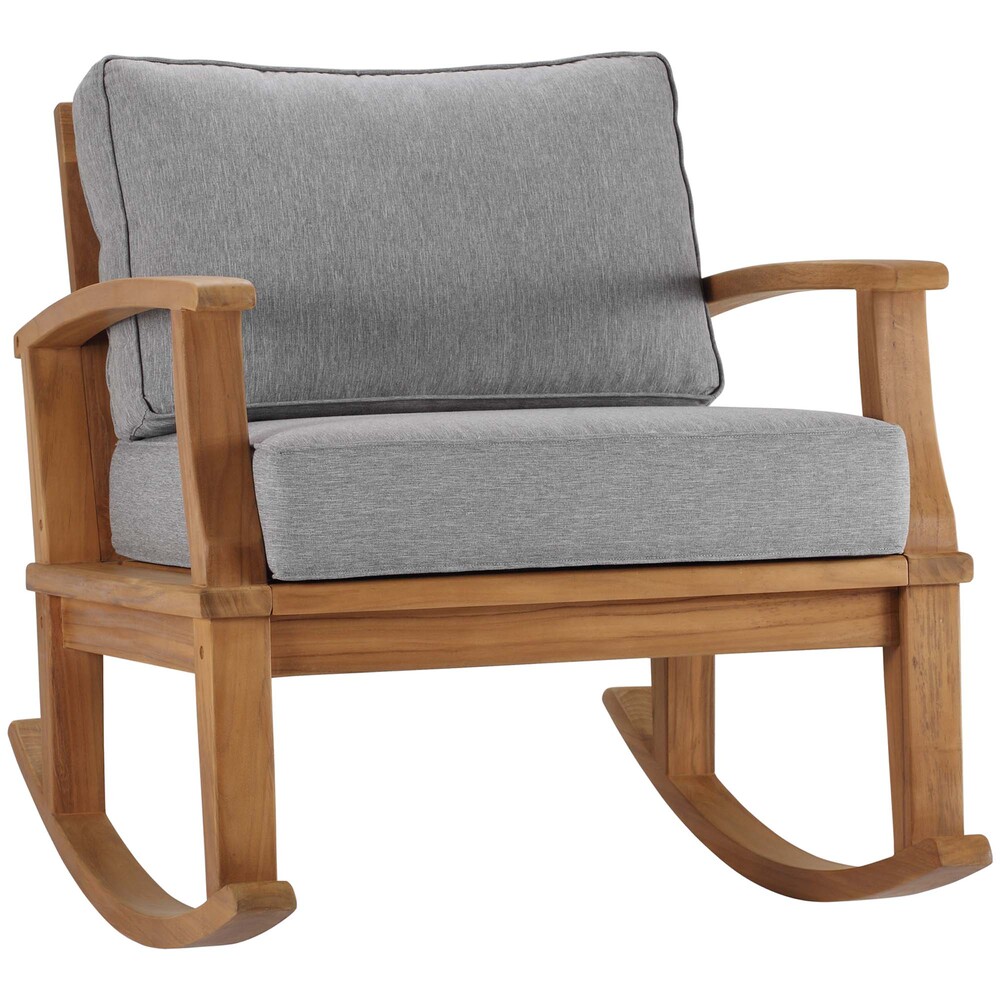 Marina Outdoor Patio Teak Rocking Chair in Natural Gray by Modway