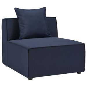 Saybrook Outdoor Patio Upholstered Sectional Sofa Armless Chair in Navy Blue by Modway