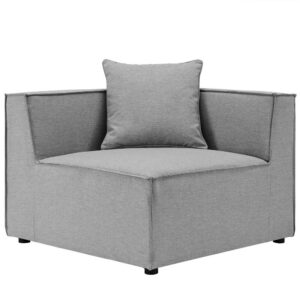Saybrook Outdoor Patio Upholstered Sectional Sofa Corner Chair in Gray by Modway