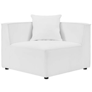 Saybrook Outdoor Patio Upholstered Sectional Sofa Corner Chair in White by Modway