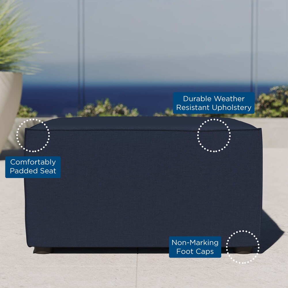 Saybrook Outdoor Patio Upholstered Sectional Sofa Ottoman in Navy by Modway - Image 2