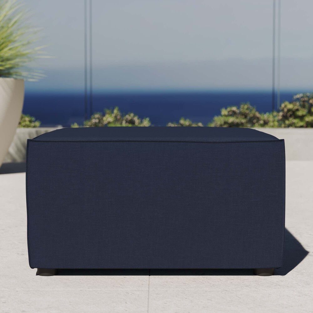 Saybrook Outdoor Patio Upholstered Sectional Sofa Ottoman in Navy by Modway - Image 6