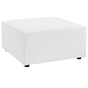 Saybrook Outdoor Patio Upholstered Sectional Sofa Ottoman in White by Modway