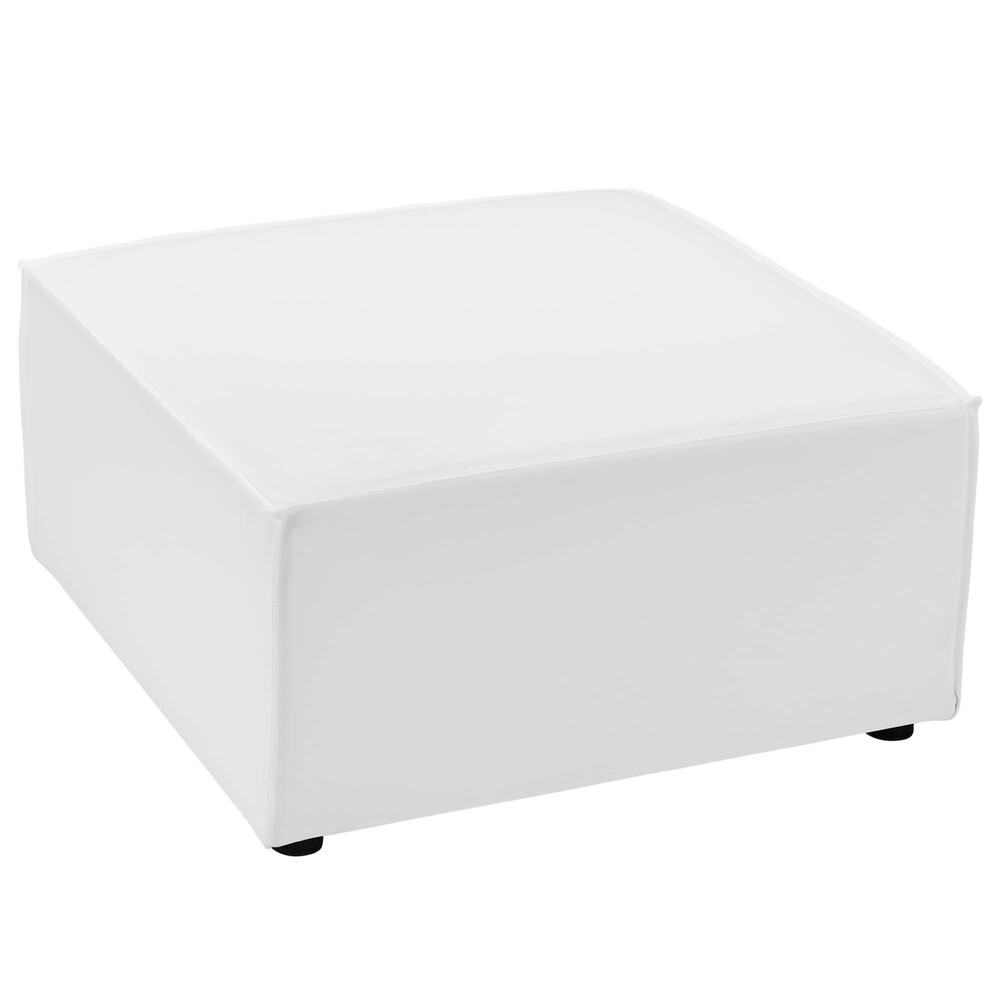 Saybrook Outdoor Patio Upholstered Sectional Sofa Ottoman in White by Modway - Image 3