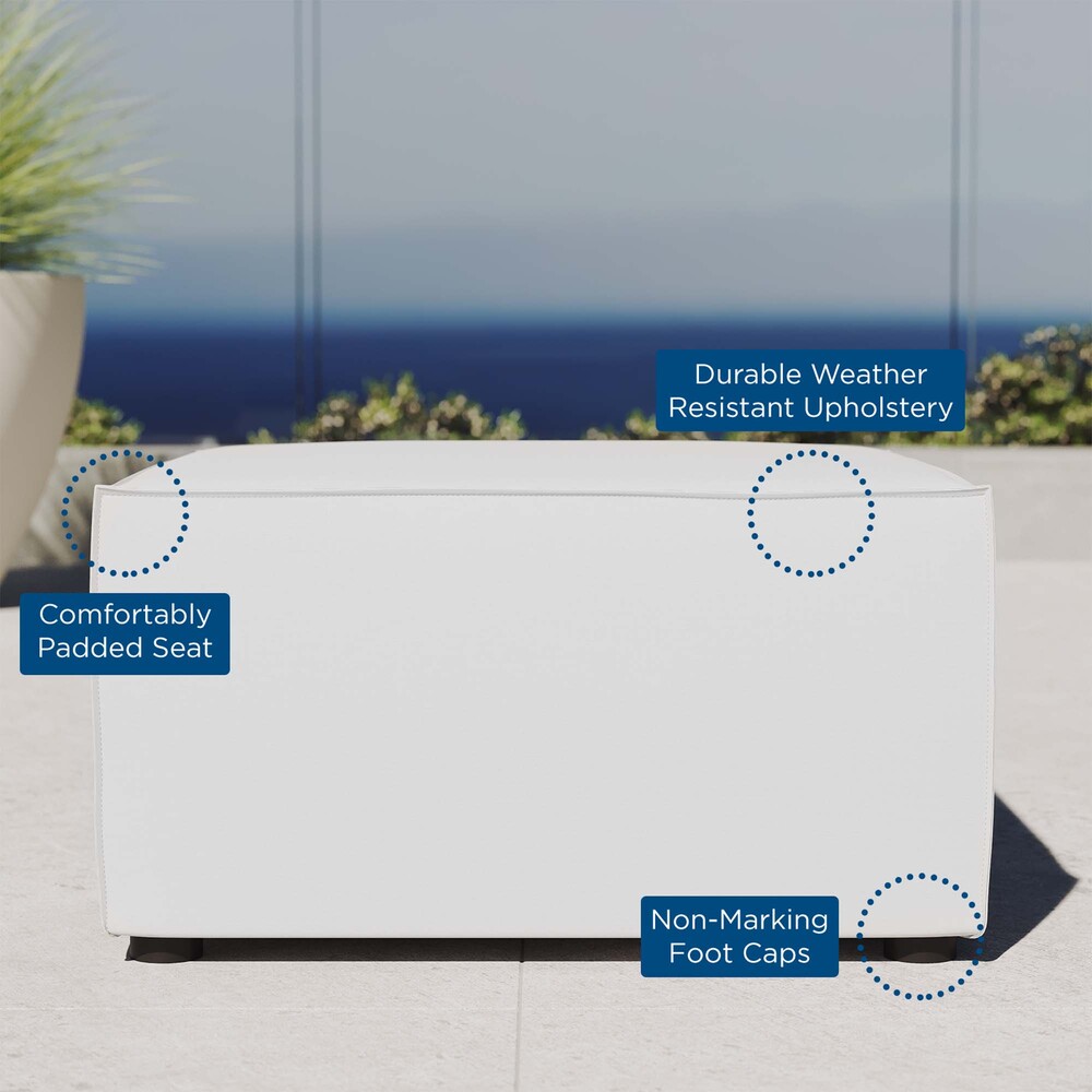 Saybrook Outdoor Patio Upholstered Sectional Sofa Ottoman in White by Modway - Image 2