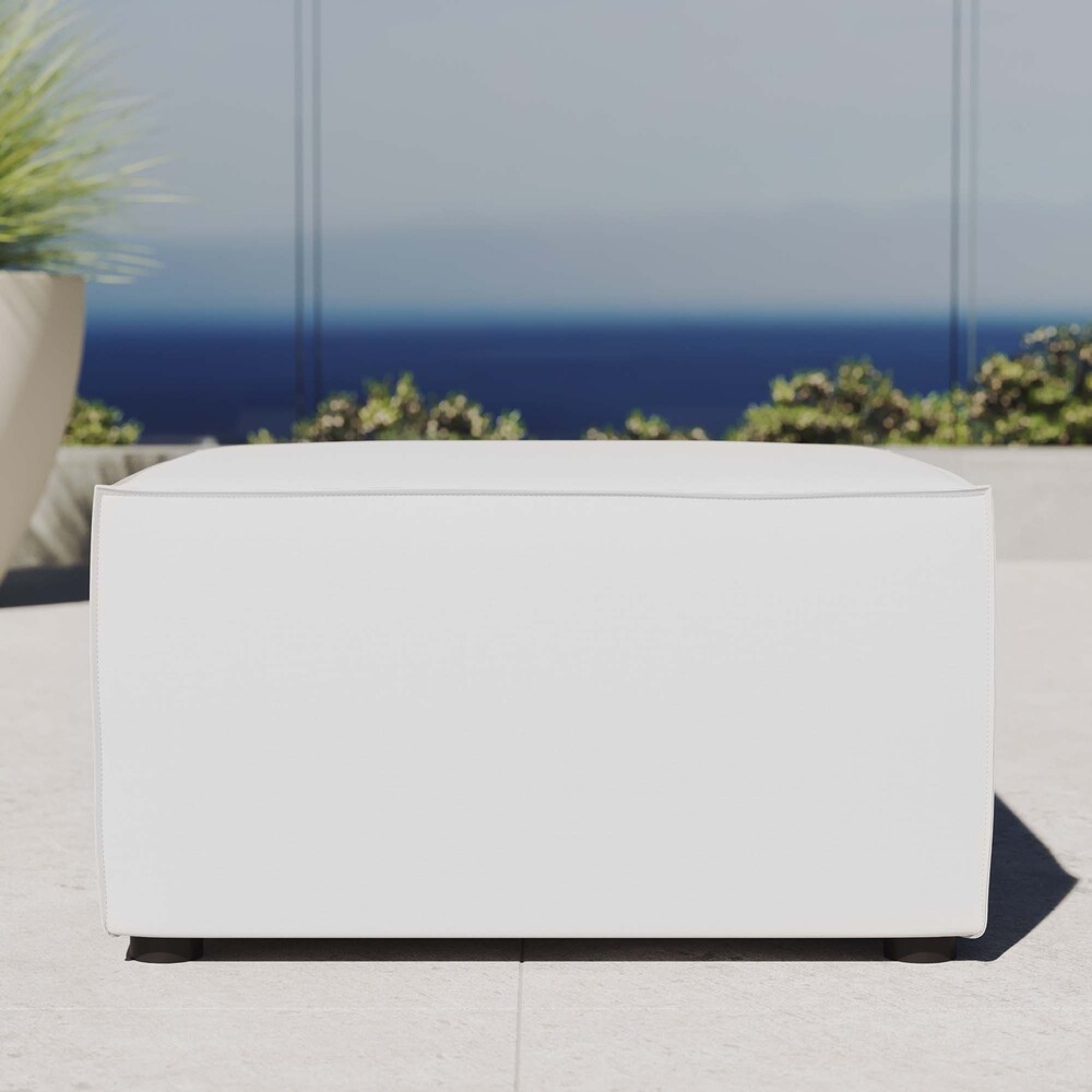 Saybrook Outdoor Patio Upholstered Sectional Sofa Ottoman in White by Modway - Image 6