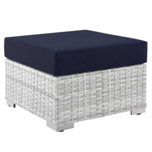 Convene Outdoor Patio Ottoman in Light Gray Navy by Modway