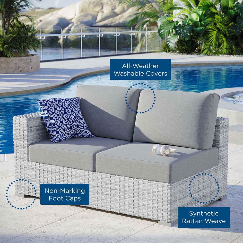 Convene Outdoor Patio Left-Arm Loveseat in Light Gray Gray by Modway - Image 7