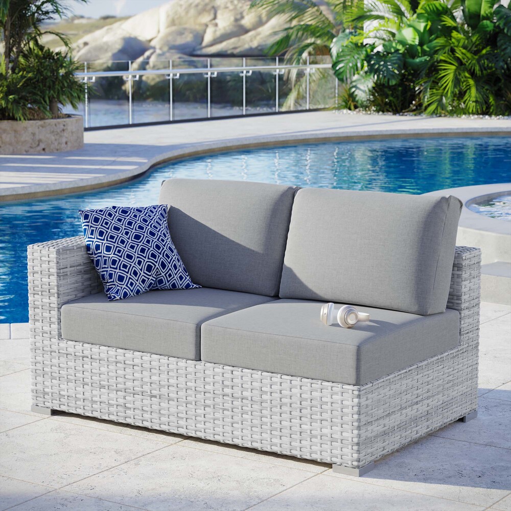 Convene Outdoor Patio Left-Arm Loveseat in Light Gray Gray by Modway - Image 6