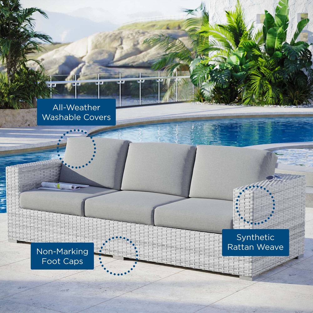 Convene Outdoor Patio Sofa in Light Gray Gray by Modway - Image 8