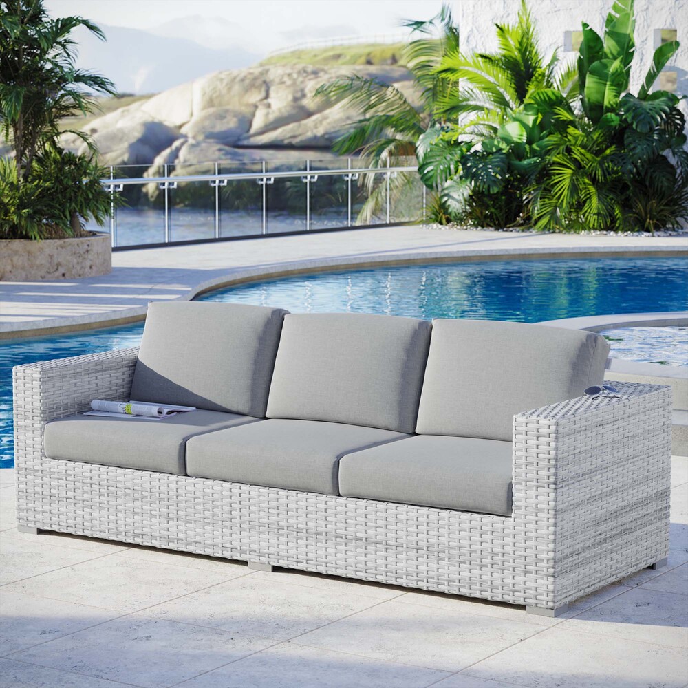 Convene Outdoor Patio Sofa in Light Gray Gray by Modway - Image 6