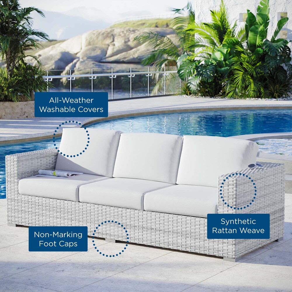 Convene Outdoor Patio Sofa in Light Gray White by Modway - Image 8