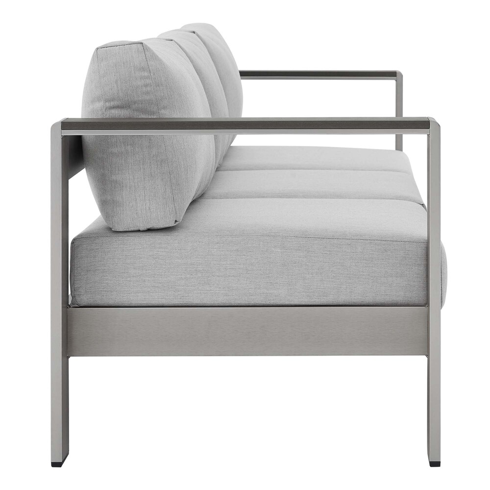 Shore 7 Piece Sunbrella® Fabric Outdoor Patio Aluminum Set in Silver Gray by Modway - Image 3
