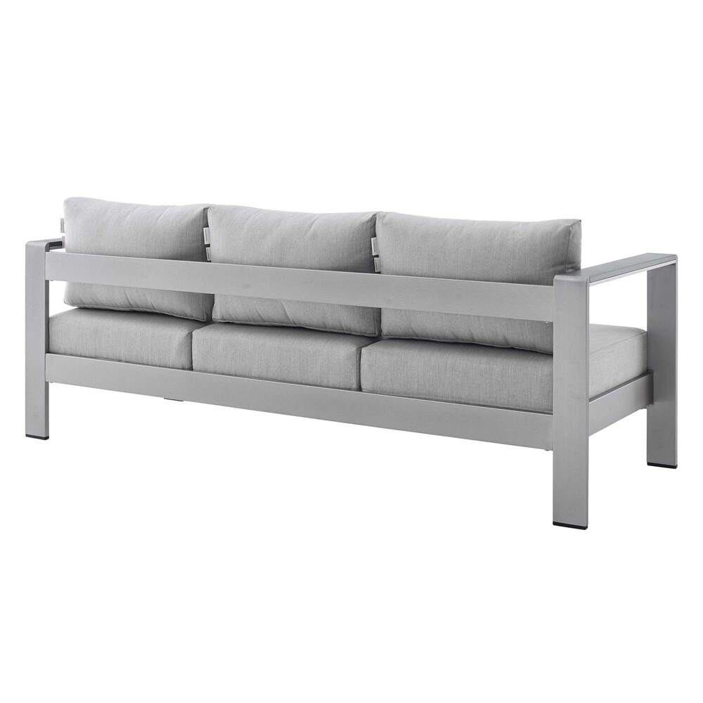 Shore 7 Piece Sunbrella® Fabric Outdoor Patio Aluminum Set in Silver Gray by Modway - Image 4