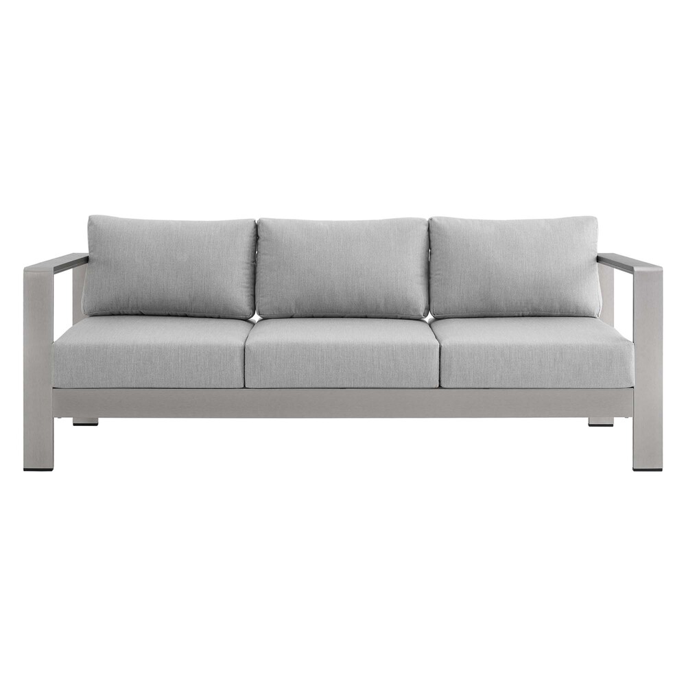 Shore 7 Piece Sunbrella® Fabric Outdoor Patio Aluminum Set in Silver Gray by Modway - Image 5