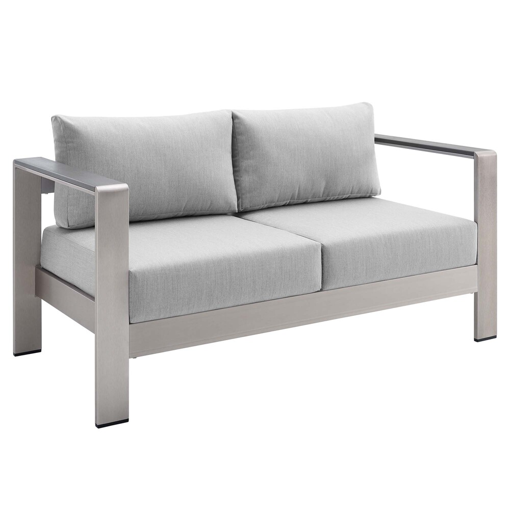 Shore 7 Piece Sunbrella® Fabric Outdoor Patio Aluminum Set in Silver Gray by Modway - Image 6