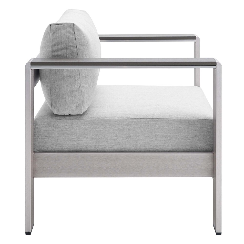 Shore 7 Piece Sunbrella® Fabric Outdoor Patio Aluminum Set in Silver Gray by Modway - Image 9