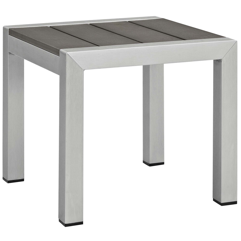 Shore 7 Piece Sunbrella® Fabric Outdoor Patio Aluminum Set in Silver Navy by Modway - Image 13