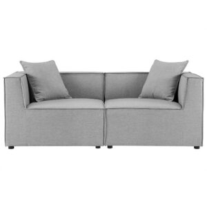 Saybrook 2-Piece Outdoor Patio Upholstered Sectional Sofa Loveseat in Gray by Modway