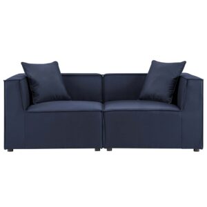 Saybrook 2-Piece Outdoor Patio Upholstered Sectional Sofa Loveseat in Navy by Modway