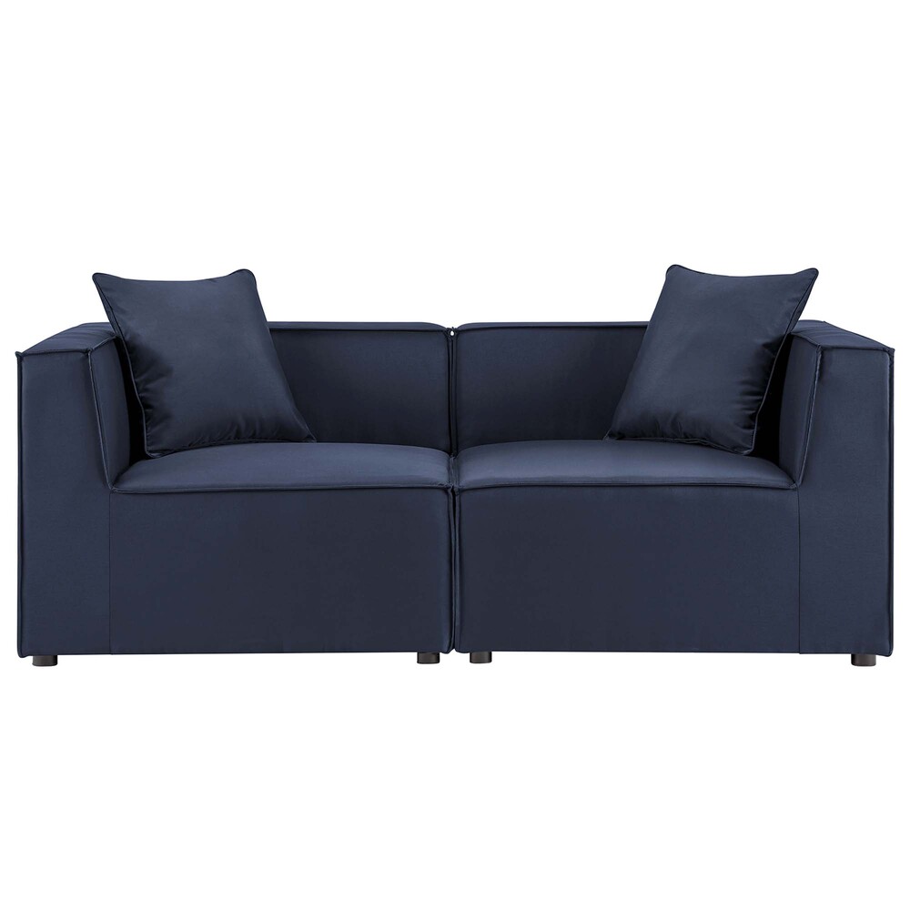 Saybrook 2-Piece Outdoor Patio Upholstered Sectional Sofa Loveseat in Navy by Modway