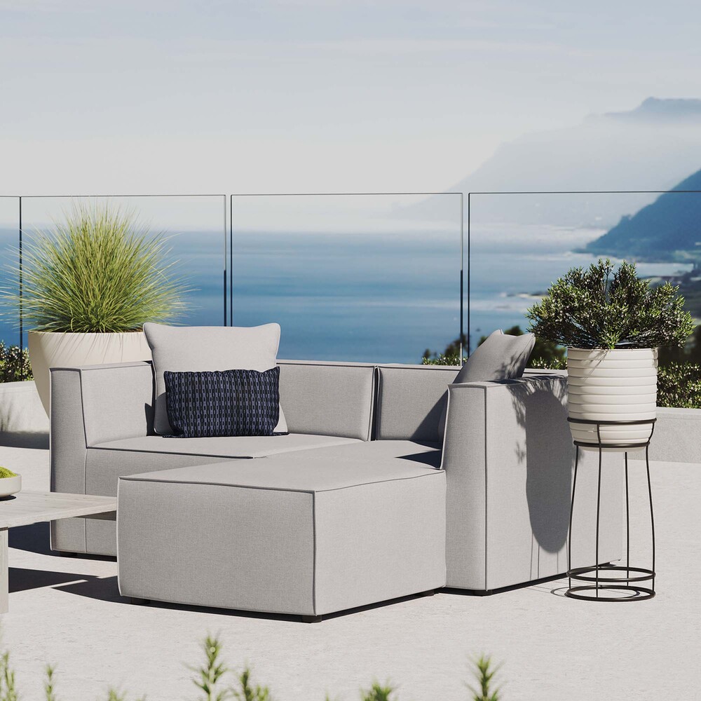 Saybrook Outdoor Patio Upholstered Loveseat and Ottoman Set in Gray by Modway - Image 9
