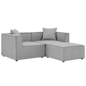 Saybrook Outdoor Patio Upholstered Loveseat and Ottoman Set in Gray by Modway