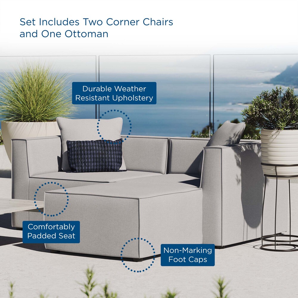 Saybrook Outdoor Patio Upholstered Loveseat and Ottoman Set in Gray by Modway - Image 10