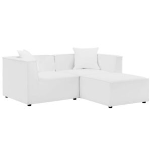 Saybrook Outdoor Patio Upholstered Loveseat and Ottoman Set in White by Modway