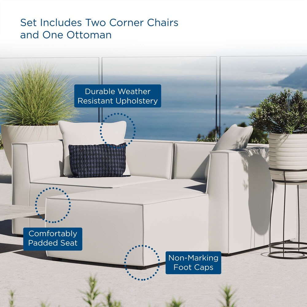 Saybrook Outdoor Patio Upholstered Loveseat and Ottoman Set in White by Modway - Image 9