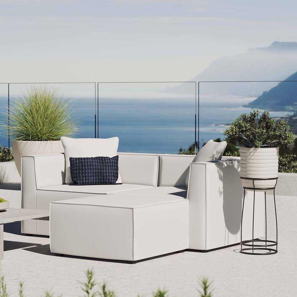 Saybrook Outdoor Patio Upholstered Loveseat and Ottoman Set in White by Modway - Image 8
